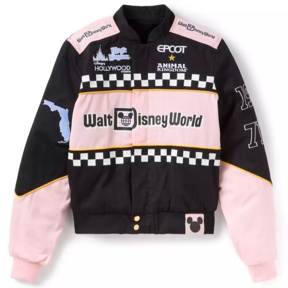 Walt Disney World Racing Jacket Coat Her Universe Varsity Pink Racer Small